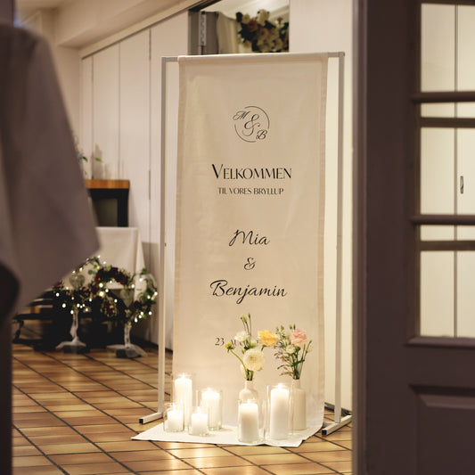 Velkomstskilt på lærred