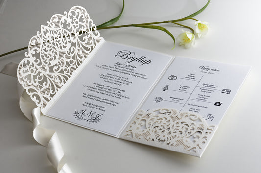 Elfenbens lasercut invitationssæt