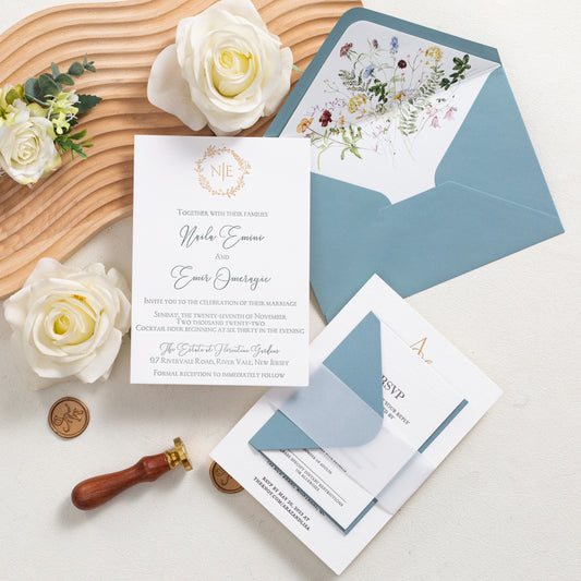 Guld folie bogtryk invitation