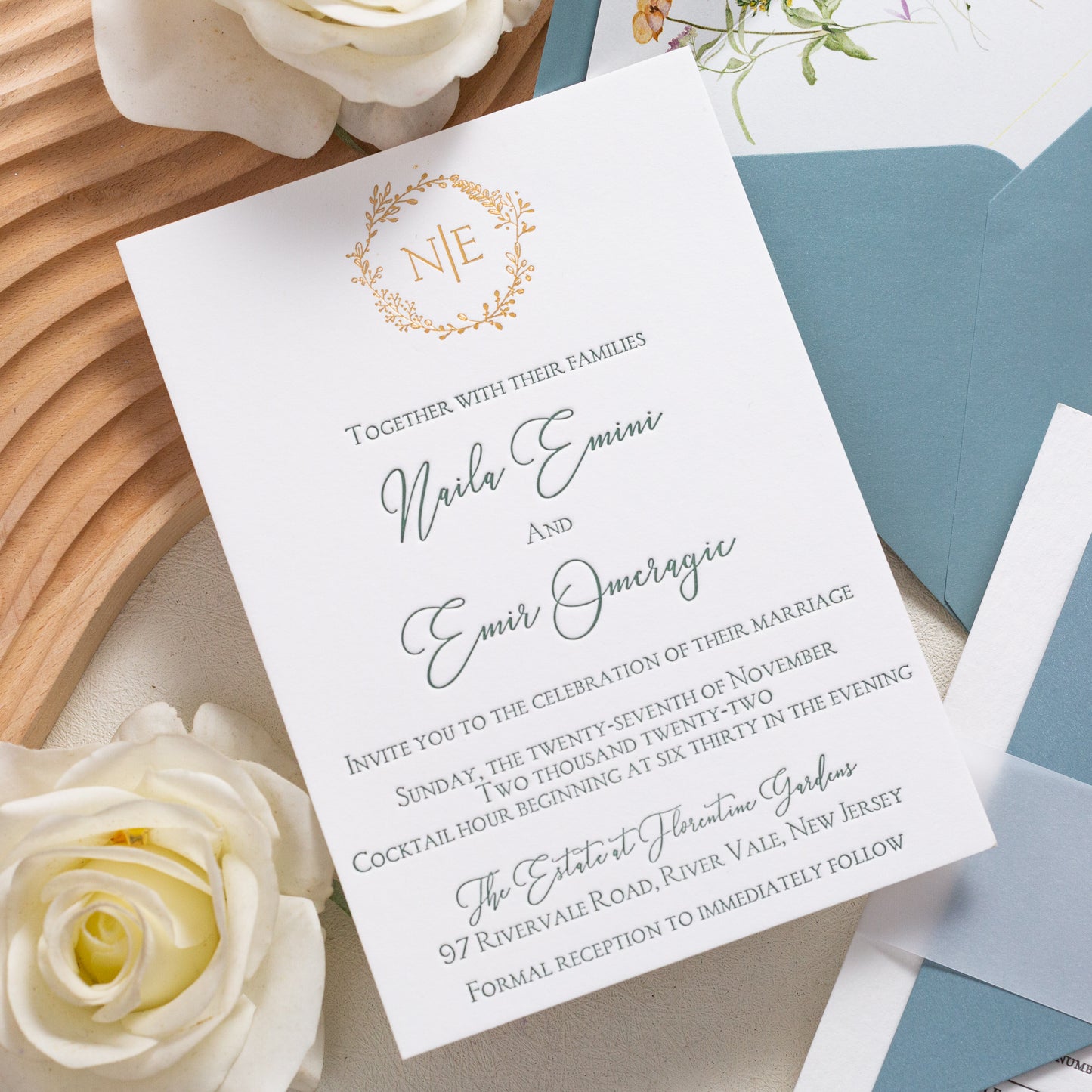 Guld folie bogtryk invitation