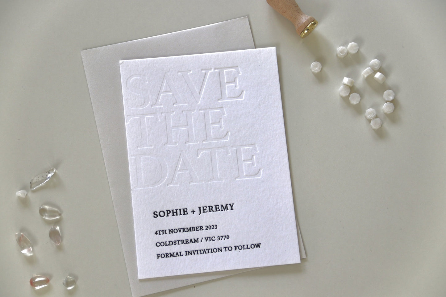 Præget bogtryk invitation