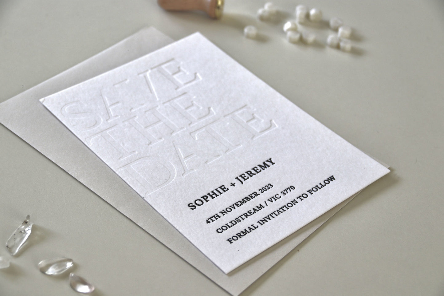 Præget bogtryk invitation