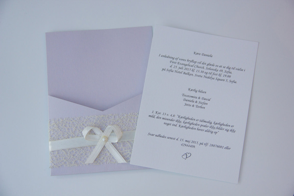 Håndlavet invitation til bryllup og begivenhed