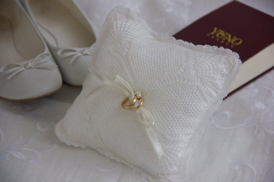 Satin Ring Bearer Pillow with Crochet finish