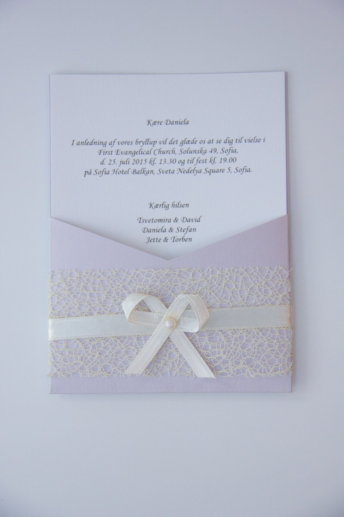 Håndlavet invitation til bryllup og begivenhed