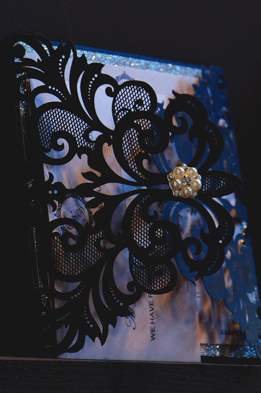 Marineblå firkantet invitation