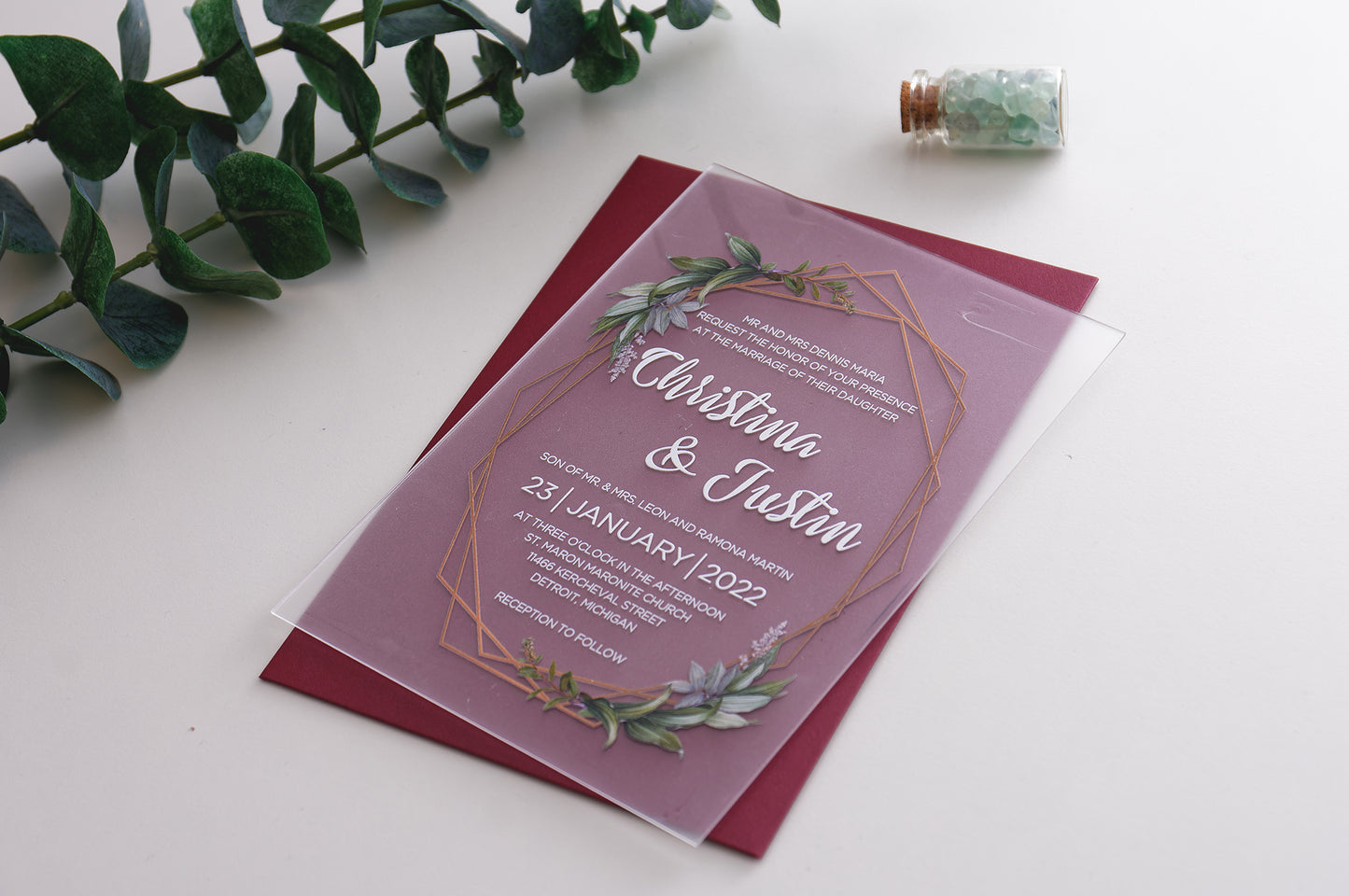 Frosted akryl invitation