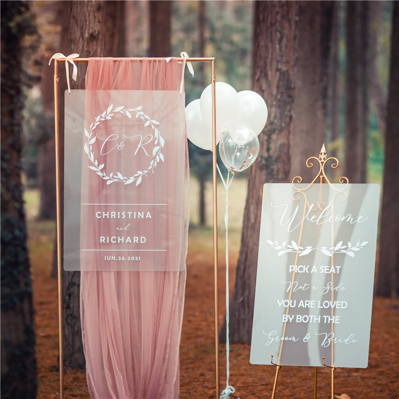 Simple White Acrylic Wedding Welcome Sign