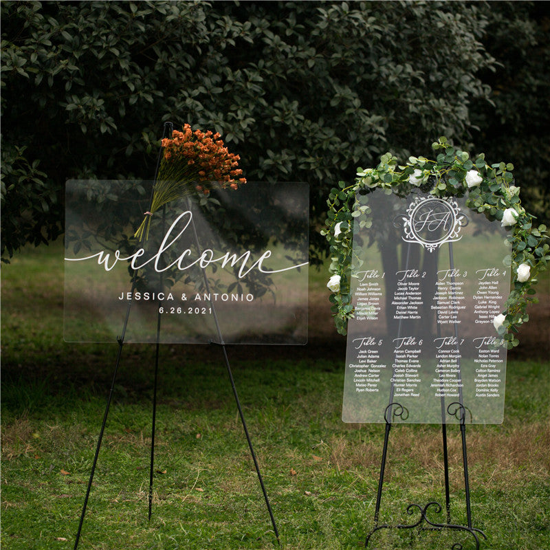 Simple White Acrylic Wedding Welcome Sign