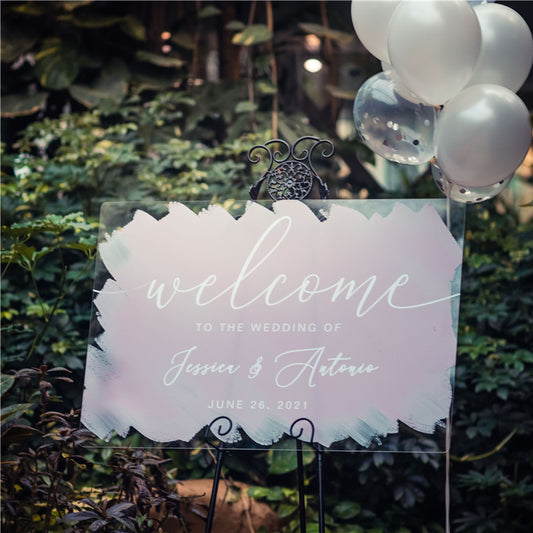 Modern Watercolor Painting Acrylic Wedding Welcome Signs