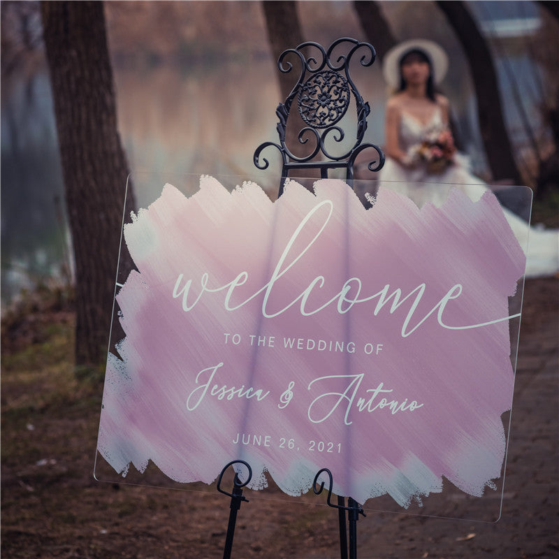Modern Watercolor Painting Acrylic Wedding Welcome Signs