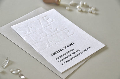 Præget bogtryk invitation