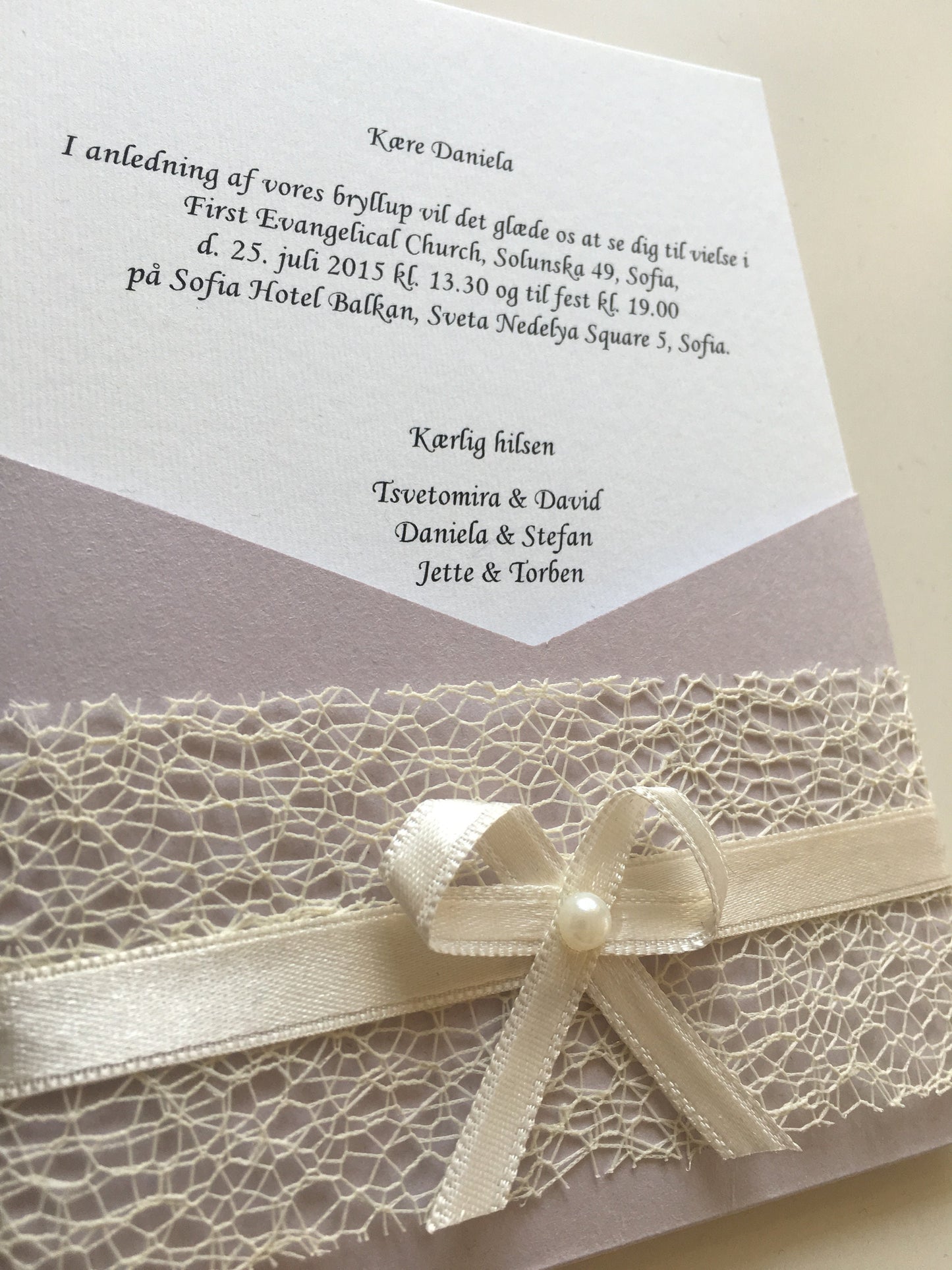 Håndlavet invitation til bryllup og begivenhed