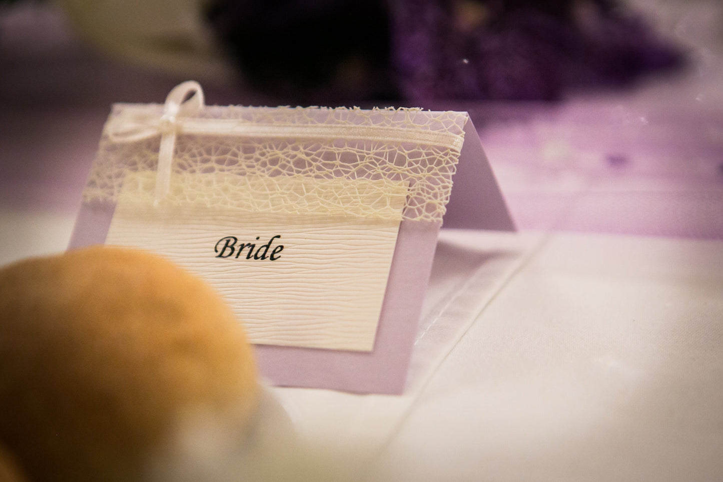 Purple Place card for weddings and special occassions