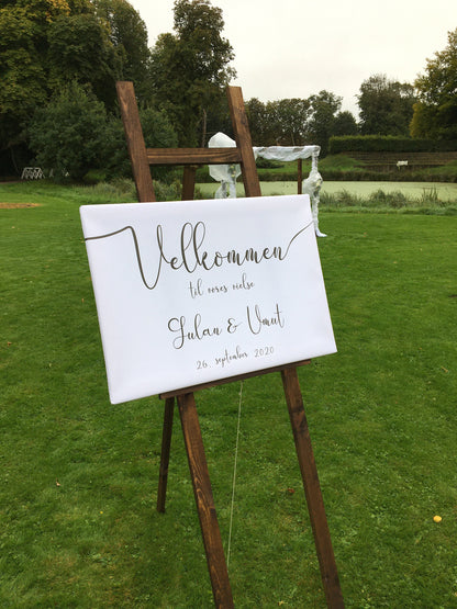 Wedding welcome sign on canvas