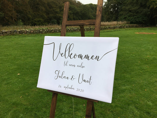 Wedding welcome sign on canvas